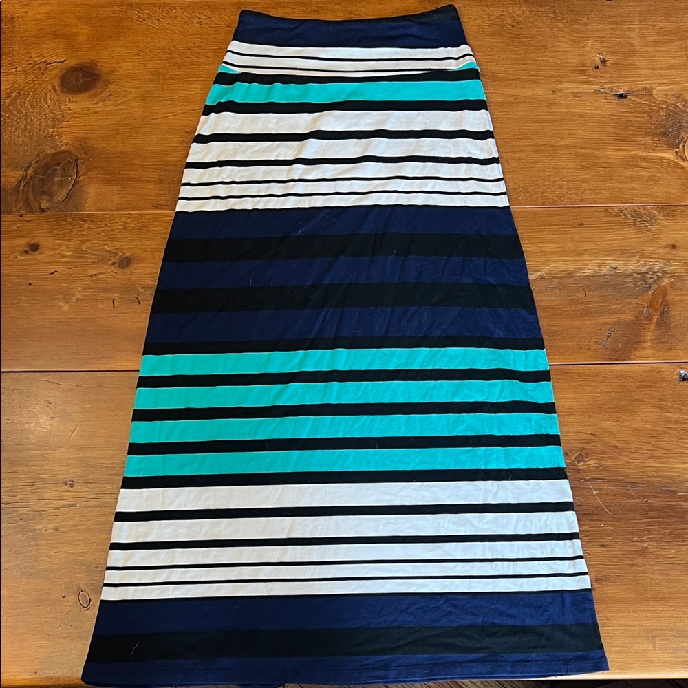 Mossimo Supply Co. Striped A-Line Skirt in Navy and Aqua